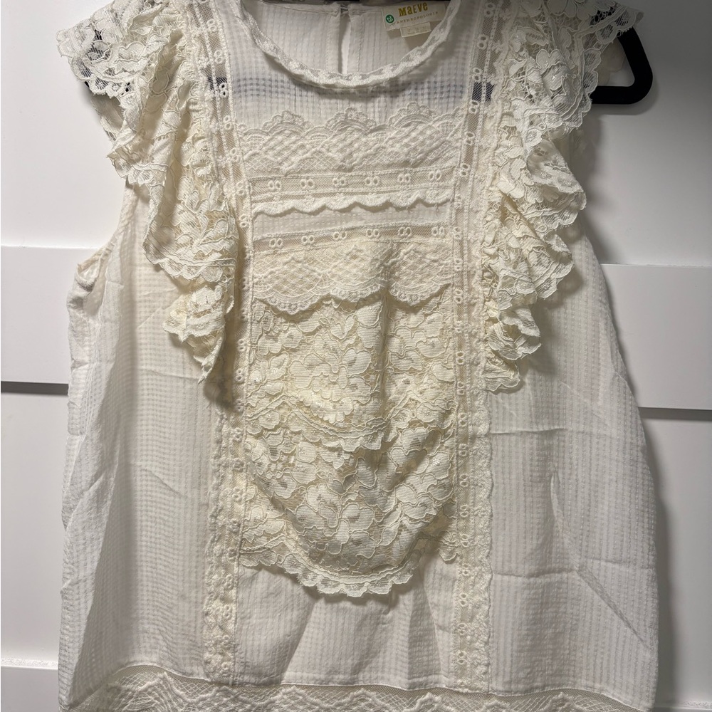 Anthropologie Cream Lace Top